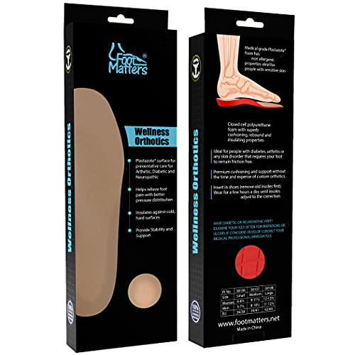 FootMatters Plastazote Orthotic Comfort Insoles Women 6-8.5 / Men 5-7.5 Pack of 2