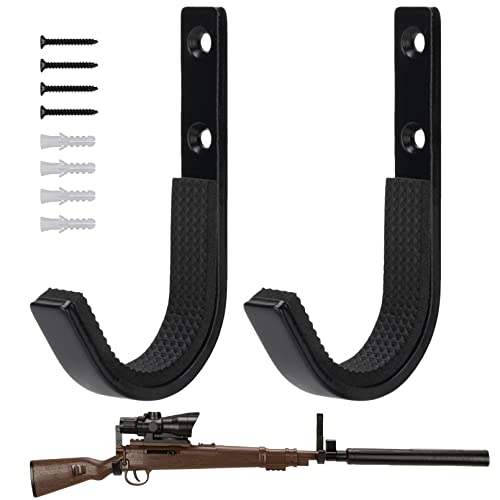 Gun Rack Wall Mount for Rifles & Shotguns - 1 Pair Black