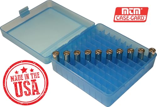 100 Round Flip-Top Ammo Box for 41/44 Cal - Clear Blue
