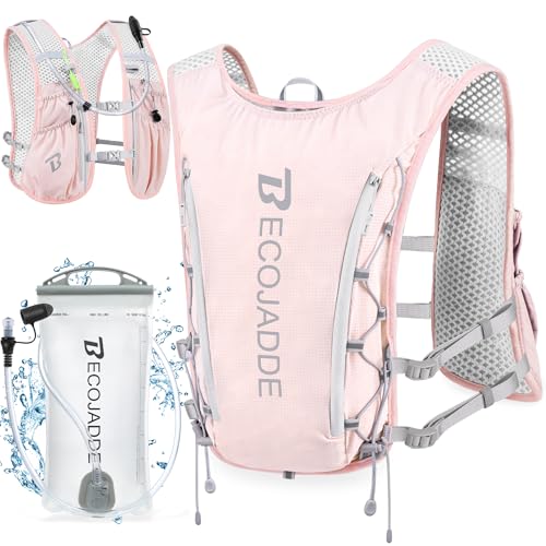 Lightweight Hydration Backpack Running Vest - Pink, 5L with 1.5L Water Bag