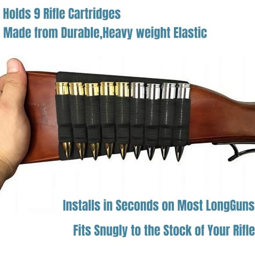 Tactical 9-Round Bullet Holder Pouch for Rifles - Black