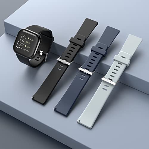 Dr.Sept Waterproof Silicone Replacement Watch Bands for Fitbit Versa 2, Large 7.1-8.7 Inch, Black/Black – 2 Pack