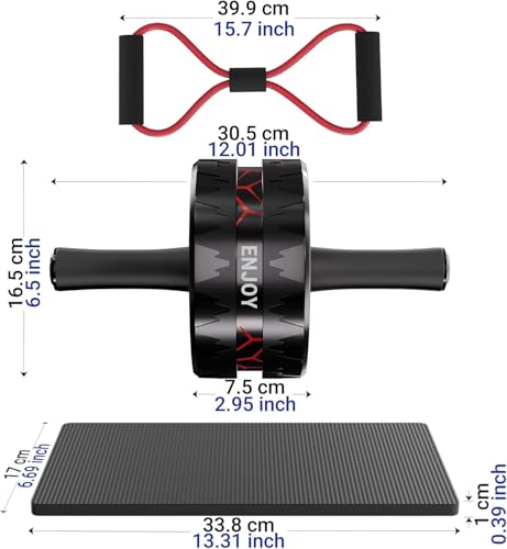 Ab Roller Wheel Exercise Kit with Resistance Bands & Knee Mat