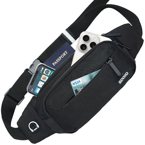Large Black Crossbody Fanny Pack with 4 Zipper Pockets