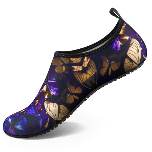 Quick-Dry Aqua Socks Water Shoes for Men & Women - Purple Butterfly