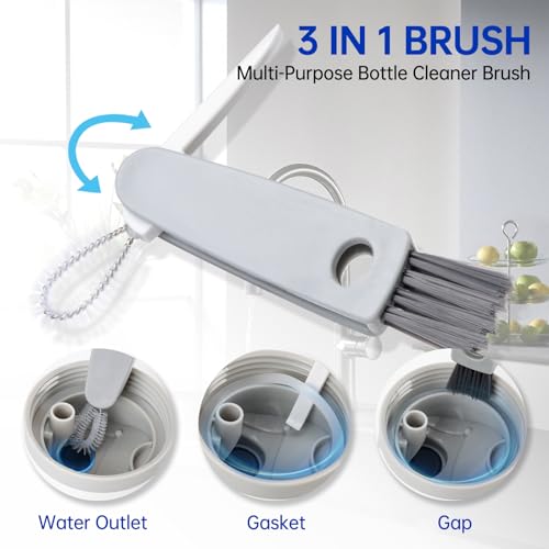 3 Pack Water Bottle Cleaner Brush Set - Silicone & Straw Brushes