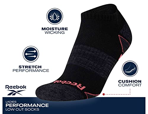 Reebok Women's Low Cut Athletic Socks 6 Pack Cushioned - White Fade 4-10