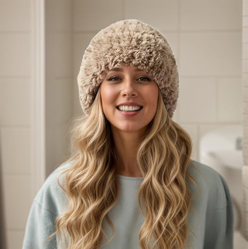 Warm Faux Fur Winter Beanie Hat - Small-Medium Brown