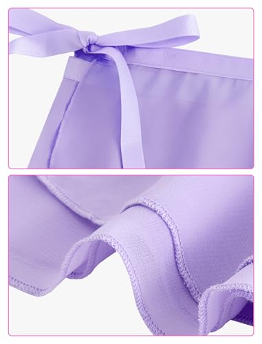Girls' Ballet Wrap Skirts - 3-Pack Chiffon Tie Waist 5-6 Years Purple