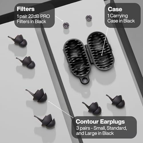 EarPeace Everyday Ear Plugs for Noise Reduction & Noise Control ? High-Fidelity Earplugs, Comfortable & Reusable Earplugs for Travel, Sleep, Work, Snoring Blocking, Includes Carrying Case ? Black