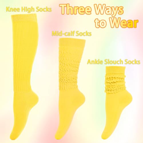 Slouch Socks for Women - Extra Long Knee High Socks - Yellow