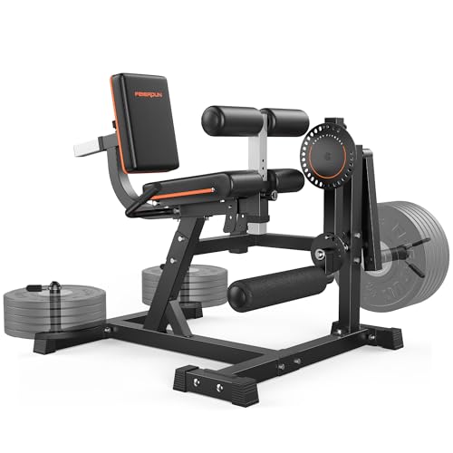 Adjustable Leg Extension Curl Machine - 700lbs Capacity - Black-Orange