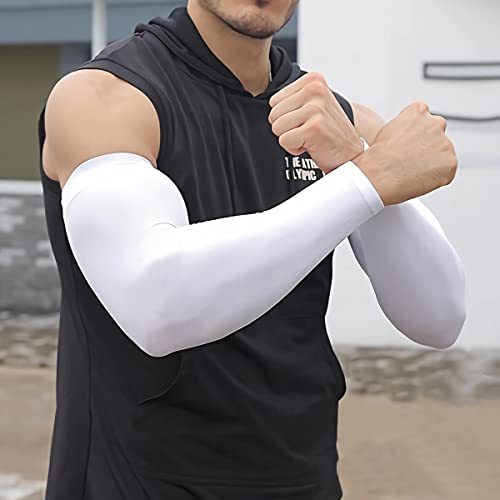 Compression Arm Sleeves for Sun Protection - White