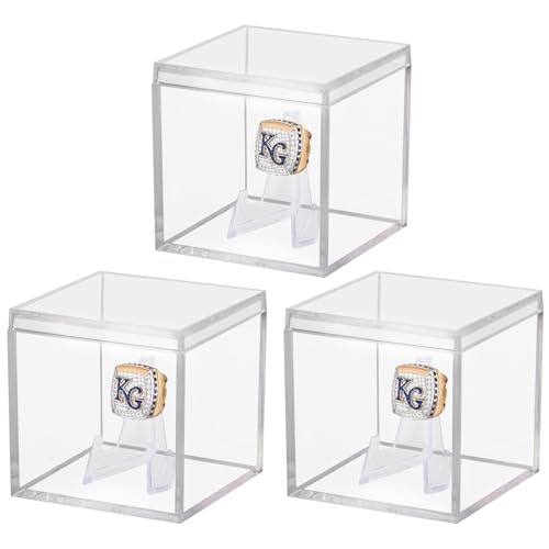 3 Pack Clear Acrylic Championship Ring Display Case