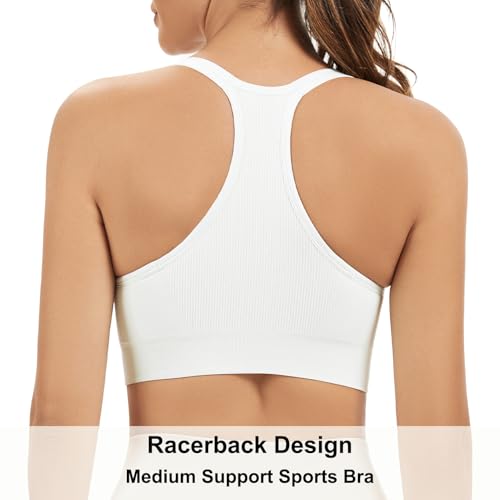 Comfyin Women's Racerback Sports Bra Small White Unpadded Workout Yoga Gym
