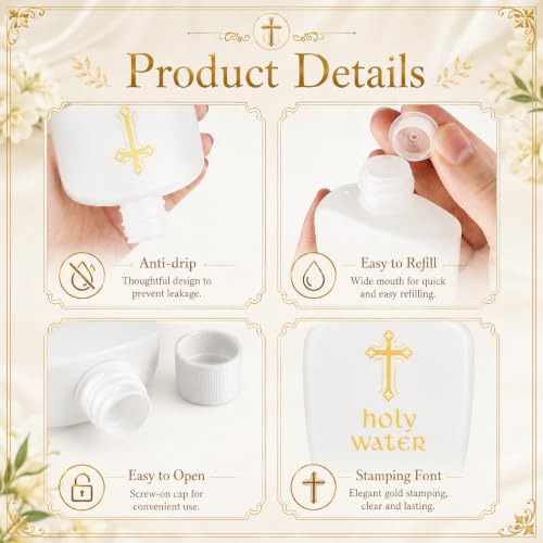 60 Pcs 2oz Holy Water Bottles Bulk Plastic Containers for Religious Use