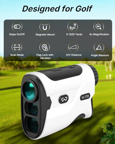 Golf Rangefinder with Slope - 1200 Yards, Magnetic Strap, 6X Magnification