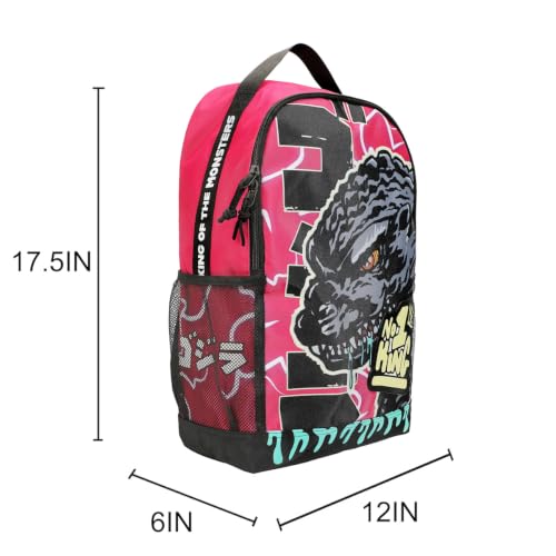 Godzilla Large Graphic Pink Backpack with Laptop Sleeve - Bioworld