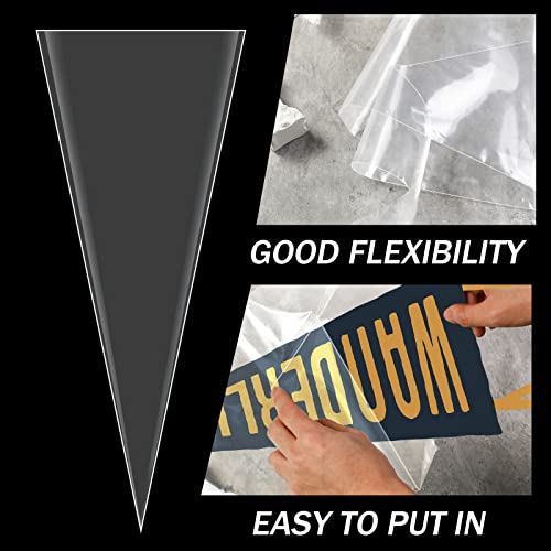 24 Pack Pennant Protective Sleeves for 12x30 Inch Flags, Clear Plastic Display Holders