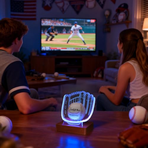 Light Up Baseball Glove Display Stand | Acrylic LED Night Lamp