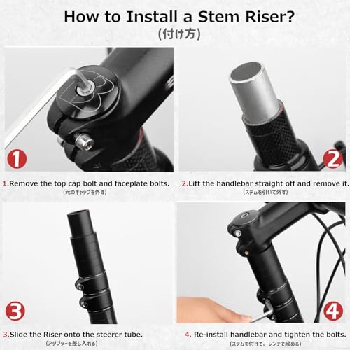 Bike Fork Stem Extender Handlebar Riser Adapter - Pure Black, 123mm