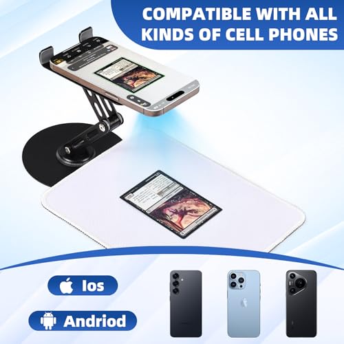 MTG & TCG Card Scanner Stand with Magnetic LED Light – Foldable Phone Holder for Quick Scanning