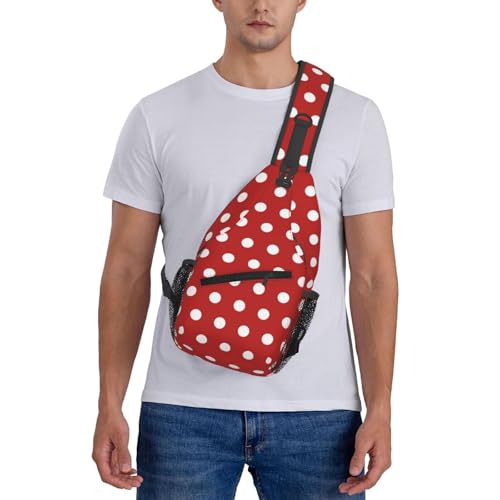 QISENTIS Red White Polka Dot Crossbody Sling Bag for Women & Men