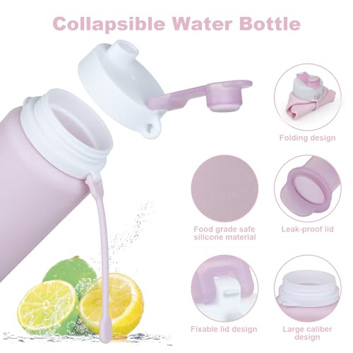 Collapsible Water Bottle - 19oz Foldable Silicone - Taro Purple