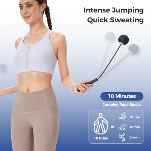 KEEP Dark Night Blue 2-in-1 Weighted Jump Rope with Cordless & Adjustable Rope for Home Gym