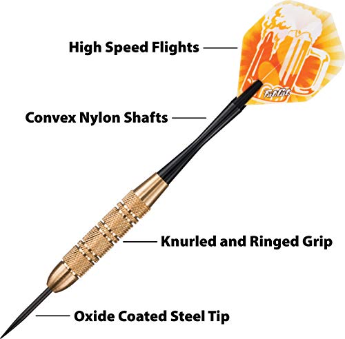 Steel Tip Darts Set with Amber Plated Barrels - 17g