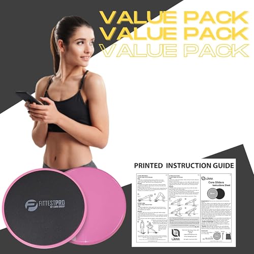 Core Sliders for Full Body Workouts - Pink Exercise Gliding Discs (Set of 2)