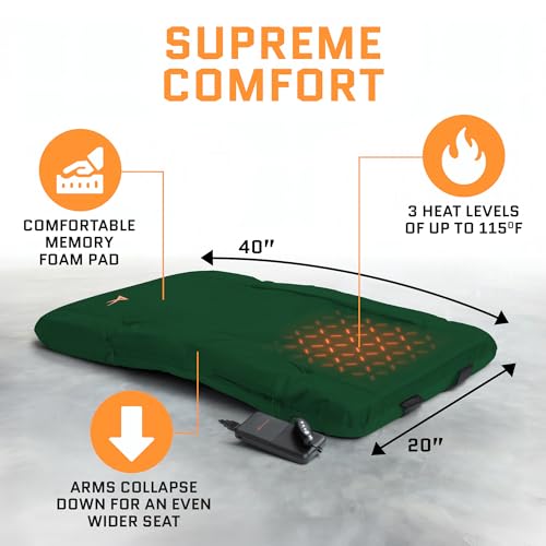 Heated Stadium Seat with Back Support - USB Battery Included - Hunter Green