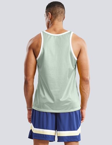 Men's Lightweight Mesh Gym Tank Top - Sleeveless Workout Shirt - Grey, X-Large