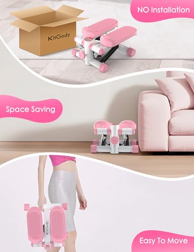Mini Stepper with Resistance Bands - Adjustable Height, 330LBS Capacity - Pink