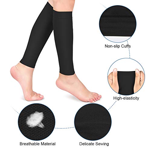 Calf Compression Sleeves - 20-30mmHg Footless Socks - Black / M