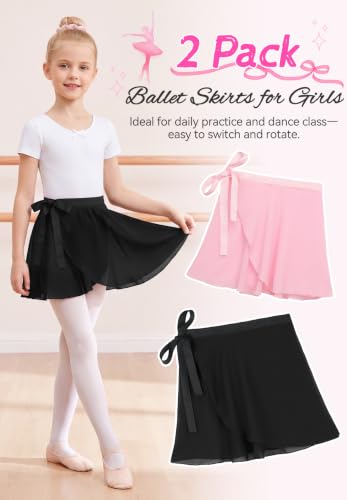 Chiffon Wrap Ballet Skirt for Girls - Black, X-Large