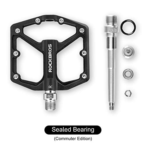 Aluminum MTB Pedals - Wide Platform Flat Pedals for BMX & Mountain Bikes - Black