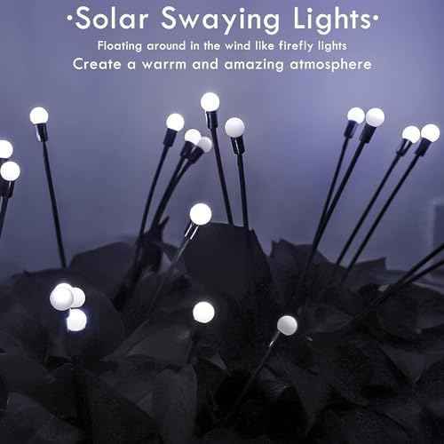48 LED Solar Halloween Lights - 6 Pack Purple & Orange Waterproof Firefly Lights for Garden & Patio Decor