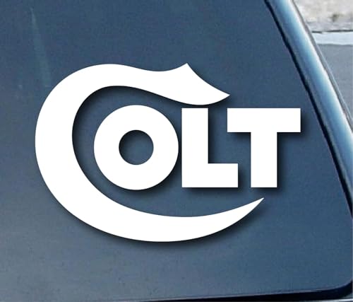 6" Wide Colt Firearm Logo Vinyl Decal for Cars & Laptops - White