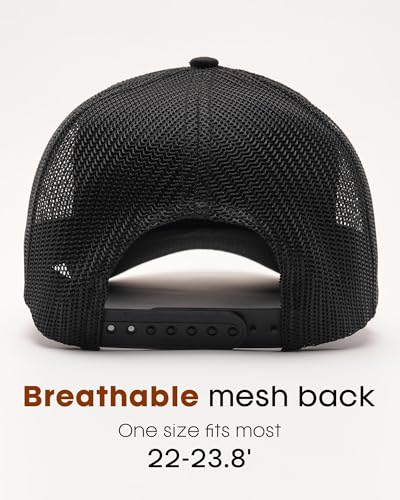 FURTALK Mens Trucker Hat Structured Mesh Baseball Cap Adjustable Black Grey White
