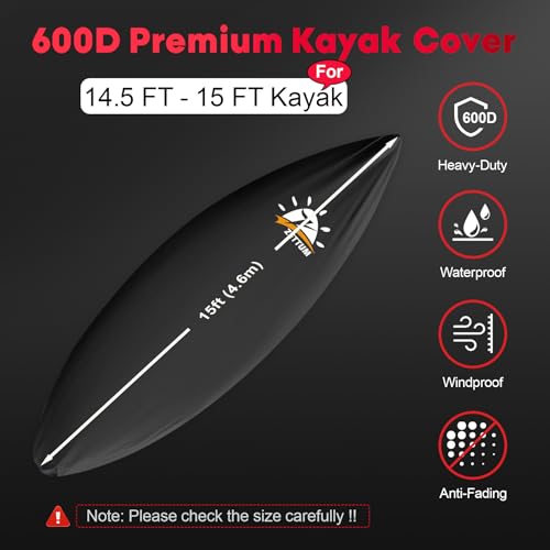 Zettum 15 Ft Waterproof Heavy-Duty Kayak Cover - Canoe & Paddle Board Protector