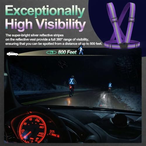 High Visibility Reflective Running Vest - 2 Packs Blue & Purple