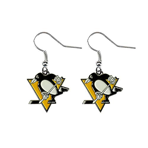 Aminco NHL Logo Dangler Earrings - Pittsburgh Penguins, 2.5in, Multicolor