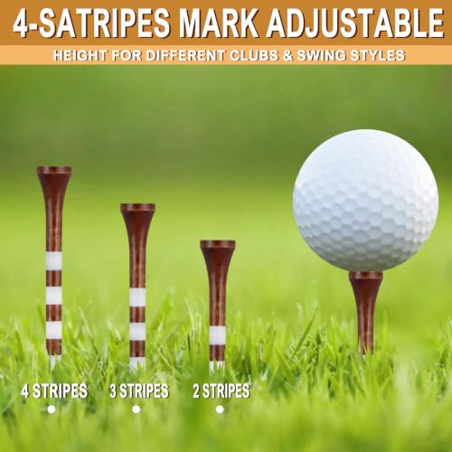Wooden Golf Tees - 2-3/4 Inch, 100 Count, Brown & White