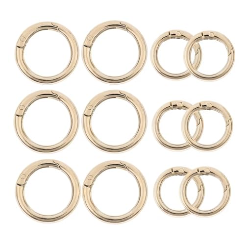 Metal Spring O Rings - 12Pcs Gold Carabiner Clips, 1 Inch & 0.75 Inch