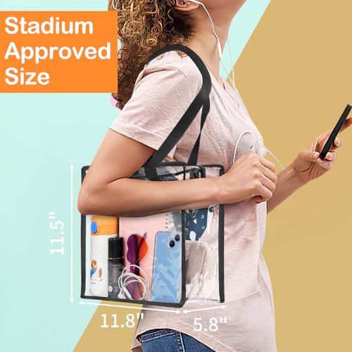 Clear Stadium Approved Tote Bag | 12x6x12 Transparent Purse for Events