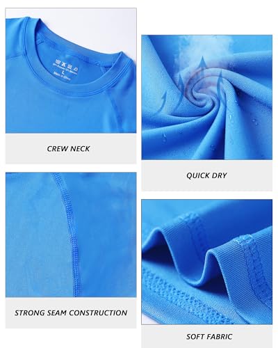 Boys' Compression Shirt - Youth Sports Base Layer Top, Royal Blue, Large