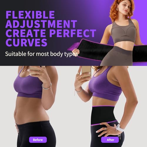 LKV Medium Purple Waist Trainer for Women Workout Sweat Band Neoprene Slimming Body Shaper