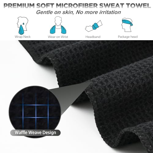 Vnoss Black 6-Pack Microfiber Gym Towels 16x27 in – Quick-Dry, Ultra-Absorbent Yoga & Workout Towels