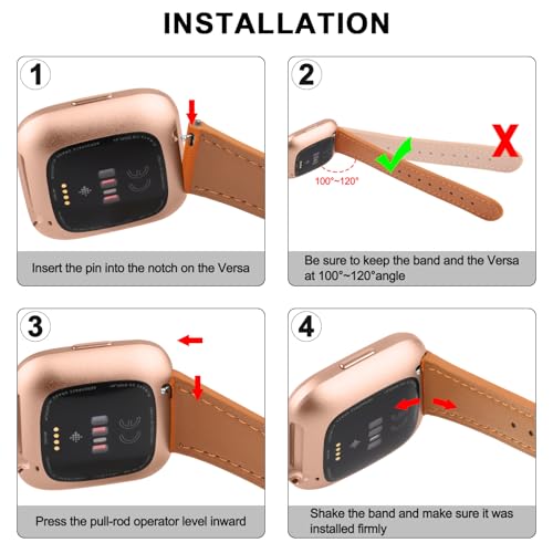 Genuine Leather Replacement Band for Fitbit Versa 2 - Black